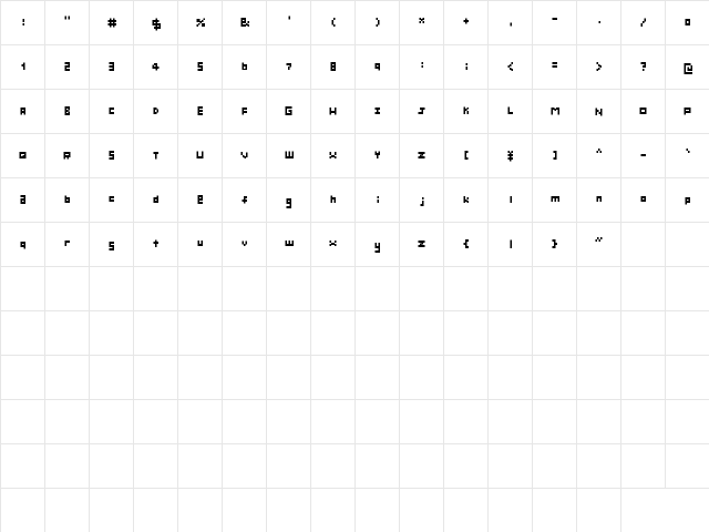 scrappy dot Regular  glyph index
