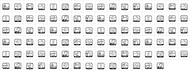 Signs Regular  glyph index