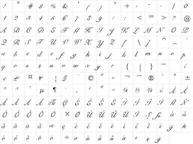 00616 Regular  glyph index