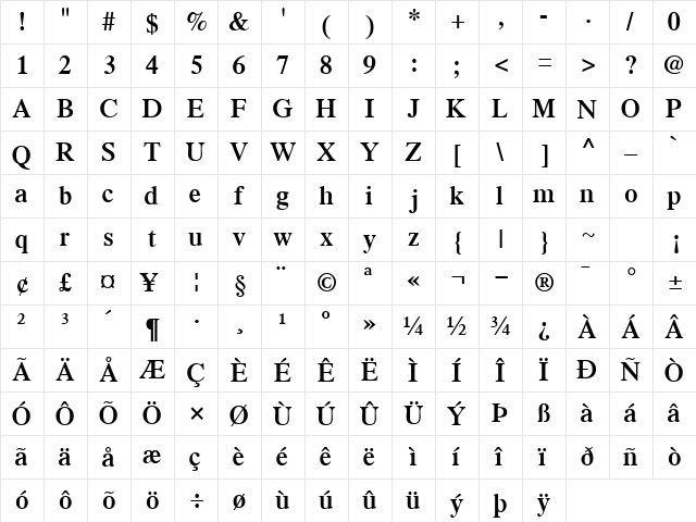 GrecoSSK SemiBold  glyph index