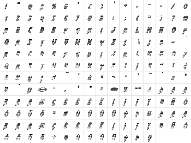 Flash Rogers Chrome Italic Italic  glyph index