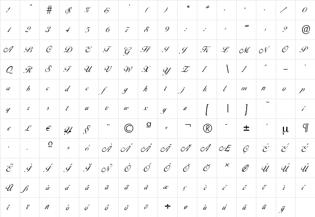BallantinesSerial-Light Regular  glyph index