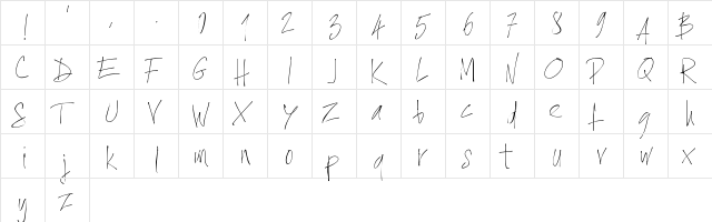 PWXtraThin Thin  glyph index