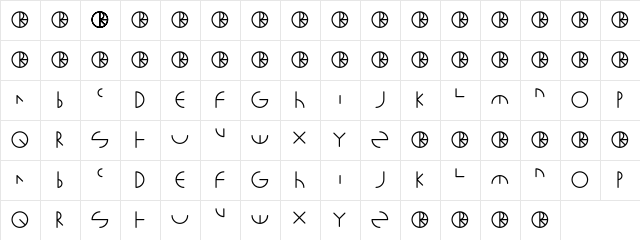 Polaroid Regular  glyph index