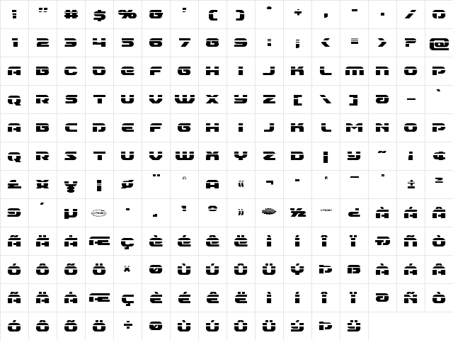 Annapolis Laser Regular  glyph index