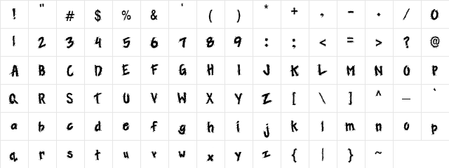 CK Muddy Regular  glyph index