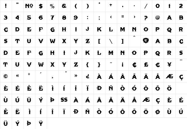 LHF Tonic LIVER Regular  glyph index