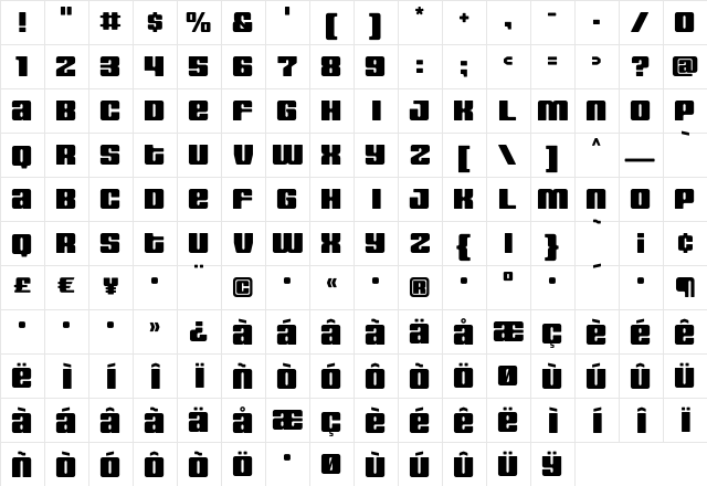 HOUSE3009 Spaceage-Black-Beta  glyph index