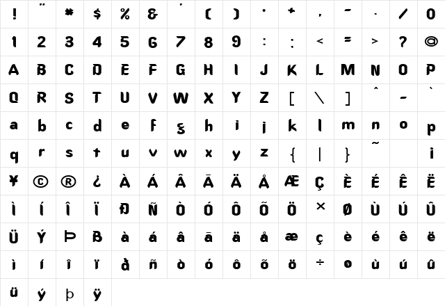 CallimarkerExtended Normal  glyph index