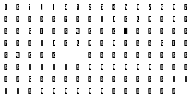 Black Roties Regular  glyph index