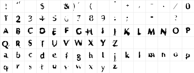 Distorted Regular  glyph index
