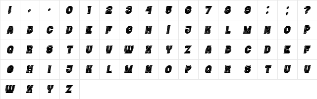 Casino 3D Filled Italic  glyph index