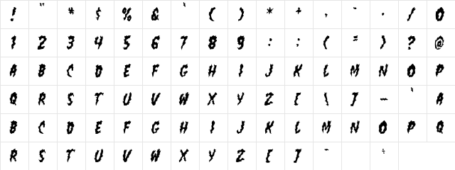 flamin poo Regular  glyph index