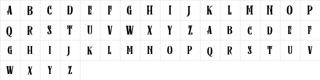 Black Rainbow Serif FREE Regular  glyph index