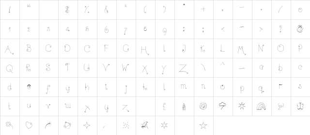 Twinkle-Fairy Roman  glyph index