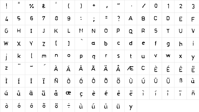 Normograf Regular  glyph index