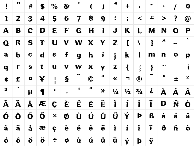 FZ ROMAN 37 WAVEY Normal  glyph index