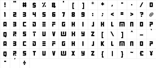 Alien Android Regular  glyph index