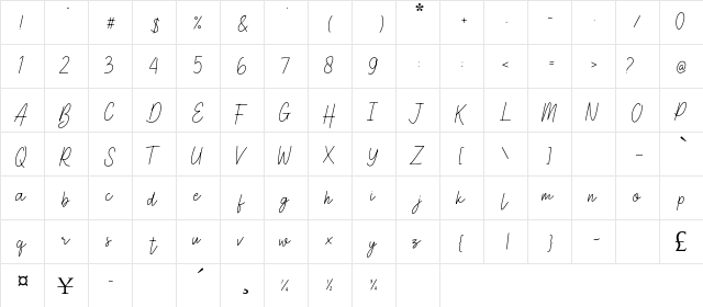 Astercla Regular  glyph index