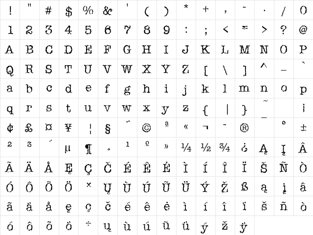 IceAgeTL Regular  glyph index