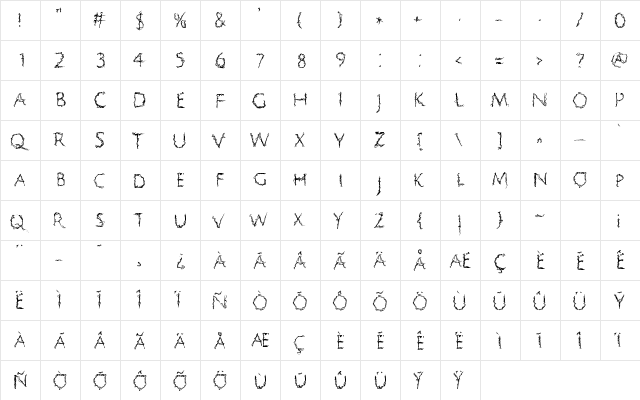 Psychographia Regular  glyph index
