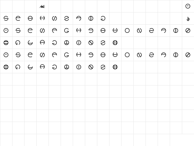 Hyach Bold  glyph index