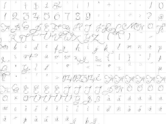 Persifal Normal  glyph index