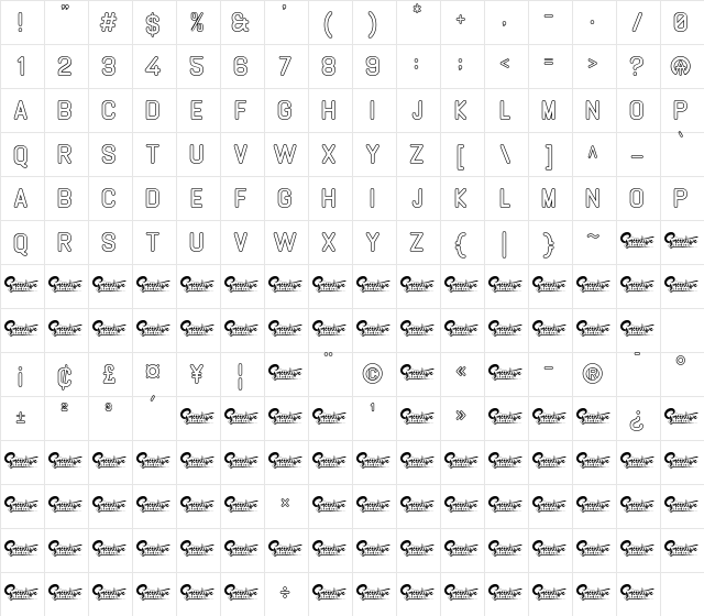 GABOED Outline  glyph index