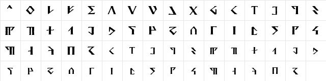 Davek Regular  glyph index
