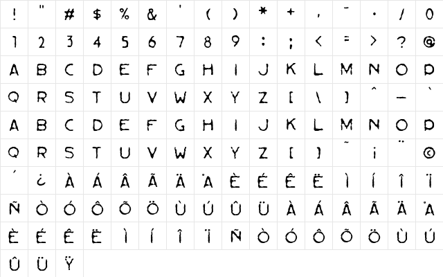 Bessie Medium  glyph index