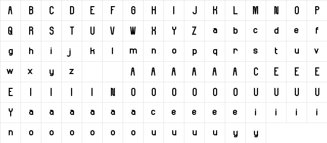 Neitherly Demo Bold  glyph index