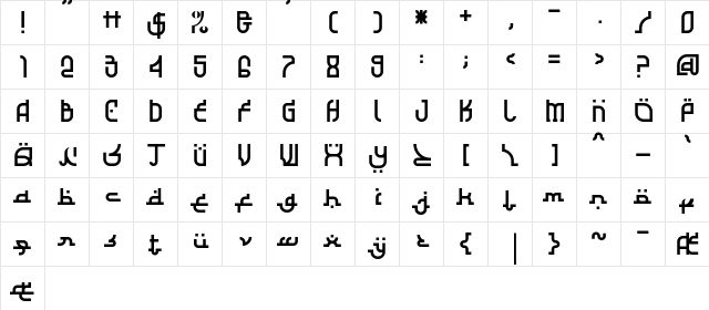 Al Ghazali Regular  glyph index