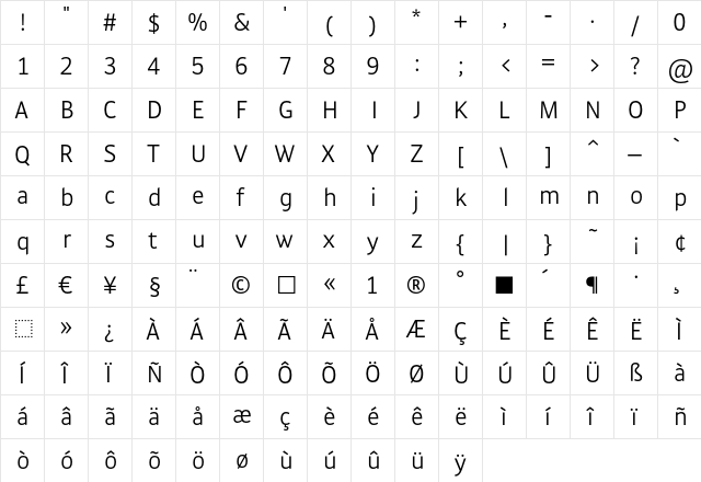 GakSans Light  glyph index