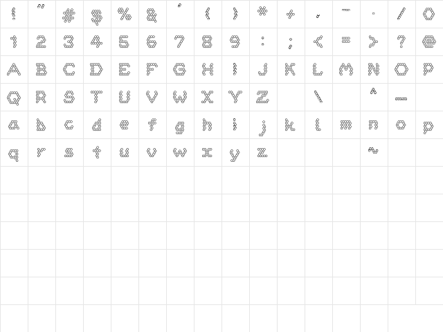 HoneycombOut Regular  glyph index