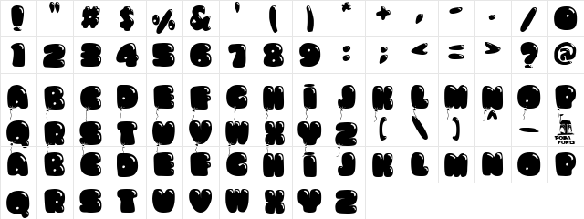 Elwash Fredd Regular  glyph index