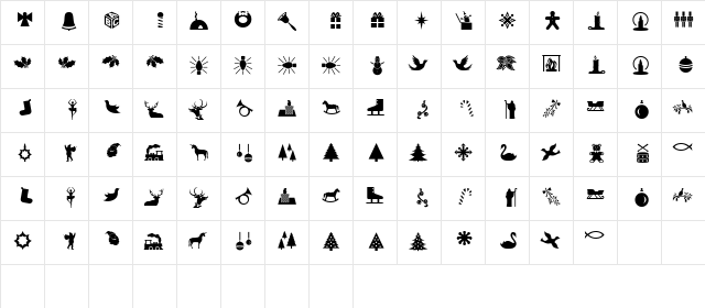 XmasTwo Regular  glyph index