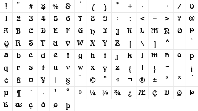 Arbian Script Normal  glyph index