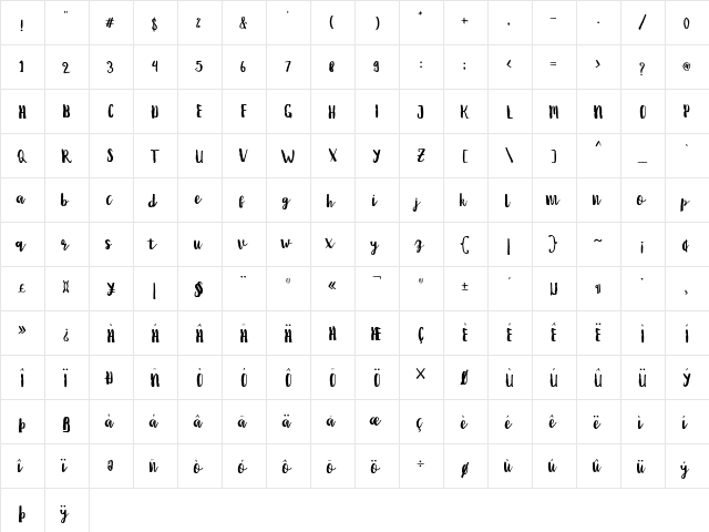 Debt Collectors Regular  glyph index