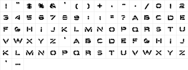 Earthwater Regular  glyph index