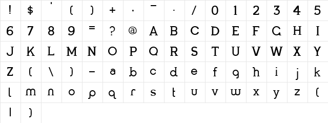 Panthony Regular  glyph index
