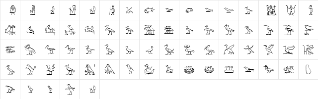 Hyroglyphes Two Regular  glyph index