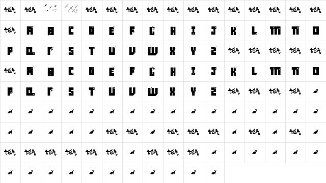 dancehall superstar Regular  glyph index