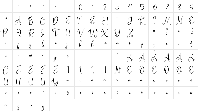 Dorillya Demo Regular  glyph index