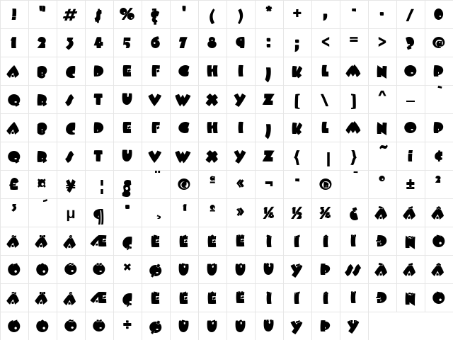 Beesknees Itc P Regular  glyph index