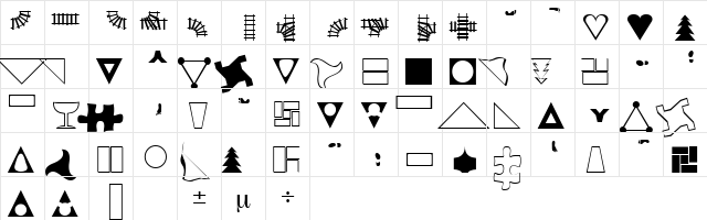 AlbumEins Regular  glyph index