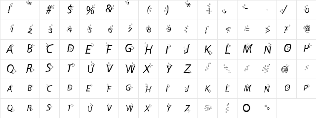 Fart Bubble Regular  glyph index