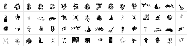PopticsOneExtras Regular  glyph index