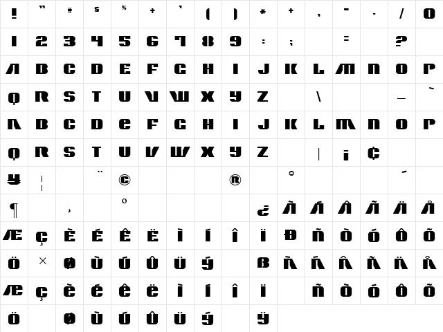 Contour Generator Regular  glyph index