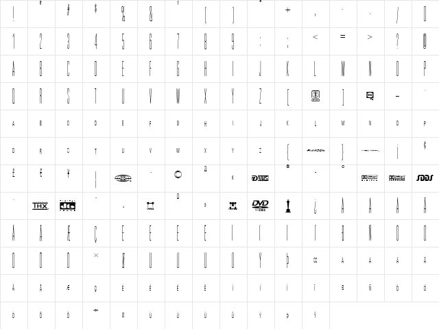 Major Production NF Regular  glyph index