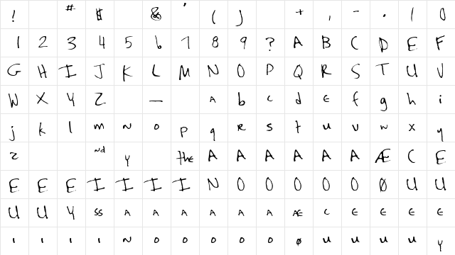 Kaela Regular  glyph index